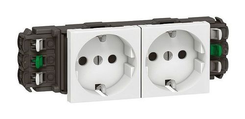 Розетка двухместная Legrand MOSAIC, скрытый монтаж, с заземлением, белый