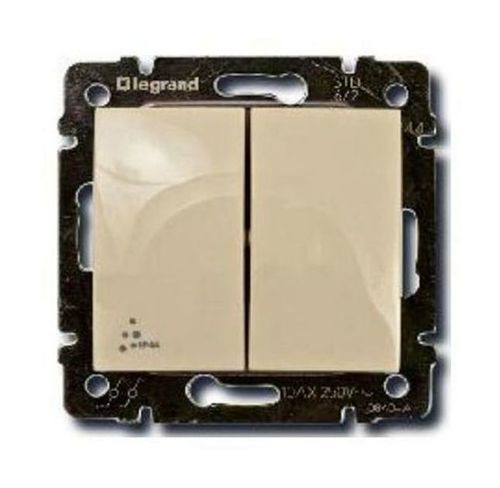 Переключатель 2-клавишный Legrand VALENA, скрытый монтаж, IP44,  слоновая кость